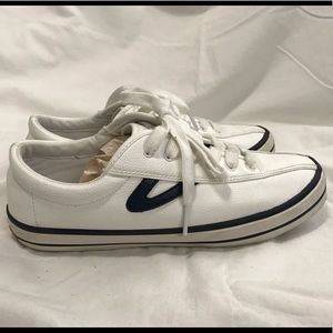 Tretorn White Navy Faux Leather Sneakers 7.5